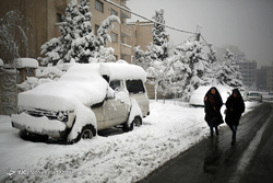 بارش شبانه برف در همدان