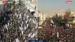 سیل جمعیت در صنعا برای حمایت از غزه + فیلم