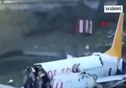 فرود سخت هواپیما در طوفان سیارا + فیلم