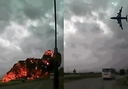 تکه پاره‌های آتش گرفته هواپیمای اوکراینی در شهریار + فیلم