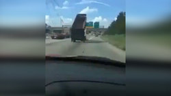 واژگونی ناگهانی کامیون وسط بزرگراه + فیلم