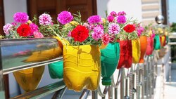 گلدانی زیبا از جنس شن و سیمان برای کاشت گیاه + فیلم
