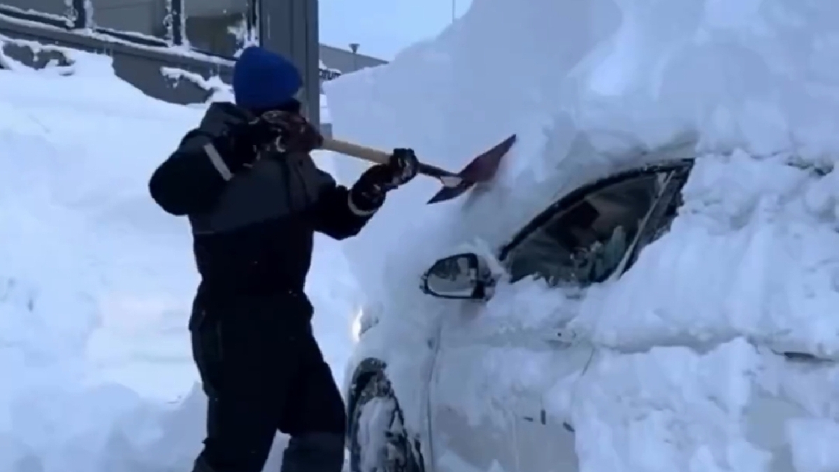 یخ زدن خودرو در اثر سرمای هوا + فیلم