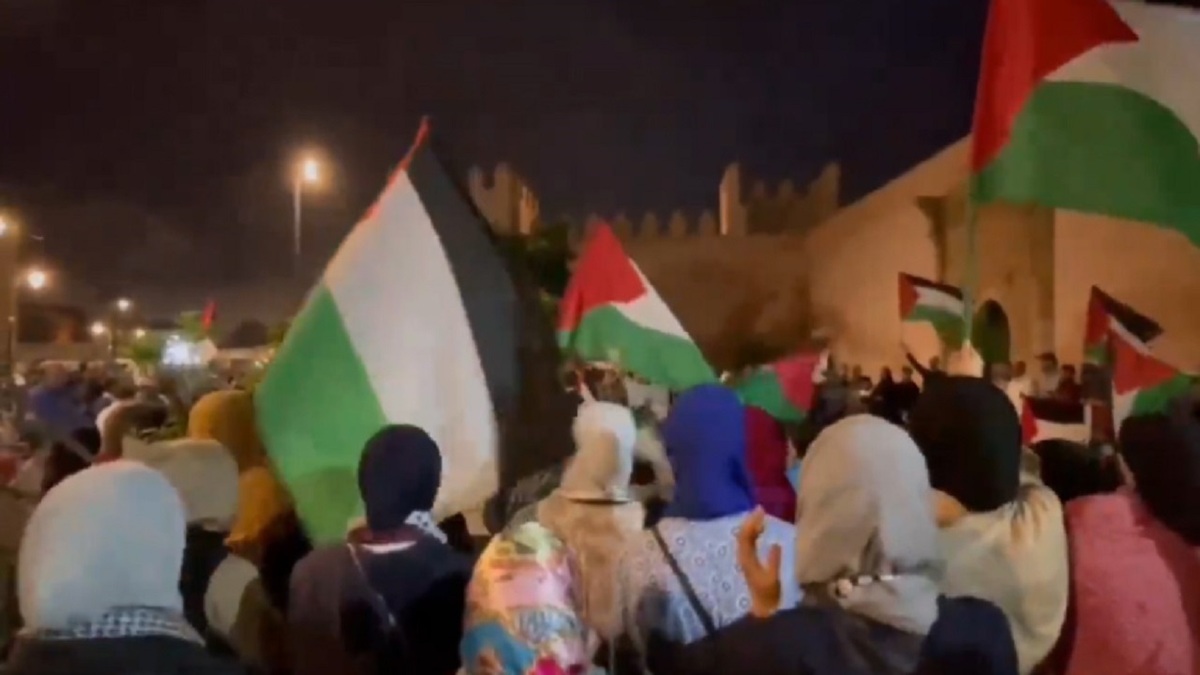 تظاهرات ادامه‌دار حمایت از فلسطین در مراکش + فیلم